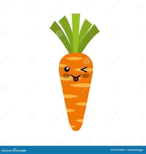 Carrot Fresh Vegetable Kawaii Character Stock Vector Illustration Of