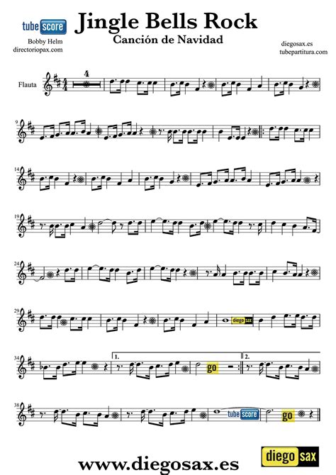 tubescore: Jingle Bells Rock Christmas Carol Sheet Music for Flute ...