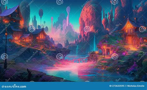 Abstract Fantasy World Colorful Background Wallpaper Ai Generated Stock