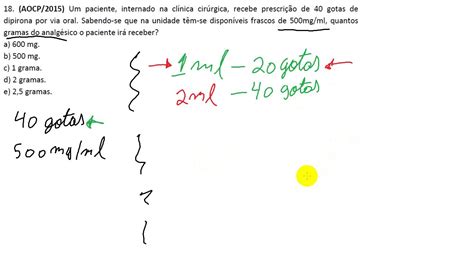 Regra De Tr S Calculo De Medicamento Gotas Youtube