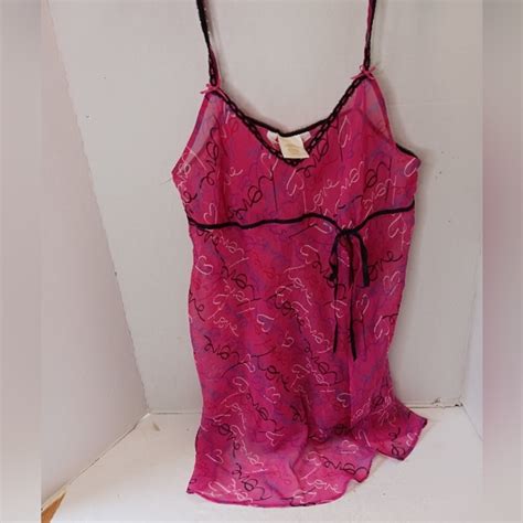 Secret Treasures Intimates Sleepwear Secret Treasures Sheer Pink Heart Love Lingerie Size