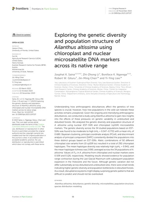 Pdf Exploring The Genetic Diversity And Population Structure Of