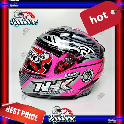 Jual HELM NHK RX9 RACER X PINK FLUO SILVER DOUBLE VISOR FULL FACE