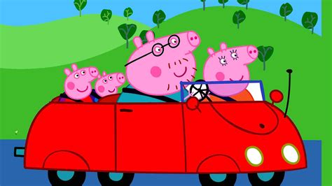 daddy pig mummy pig george pig peppa pig in red car hd anime Wallpapers | HD Wallpapers | ID #41765