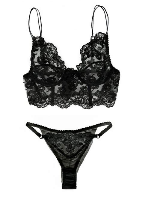 Black Sheer Lingerie Set Composes Of A Sexy Short Corset And Tanga Panties