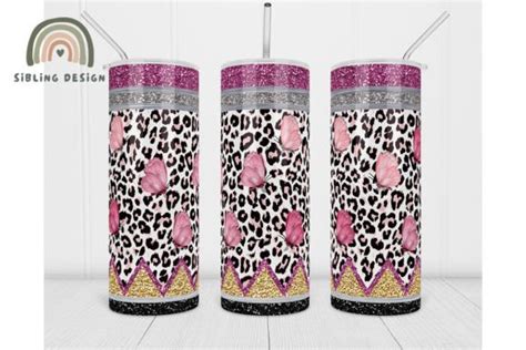 20oz School Tumbler Butterfly Leopard Graphic By Siblingdesign