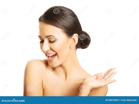 Portrait Of Nude Woman Laughing Loud Stock Image Image Of Beauty Brunette