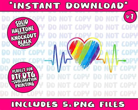 Lovely Lgbt Gay Pride Heartbeat Lesbian Gays Love Png Bundle Trending Png Popular Printable Etsy