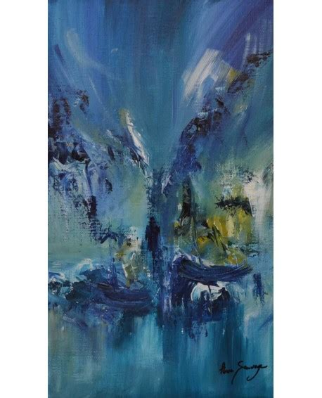 Tableau Abstrait Vertical Bleu Peinture Moderne D Artiste Peintre