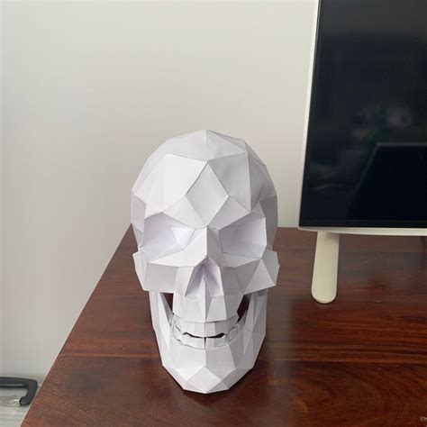 Skull Paper Craft Paper Objet Realistic Low Poly 3d Polygon Sculpture