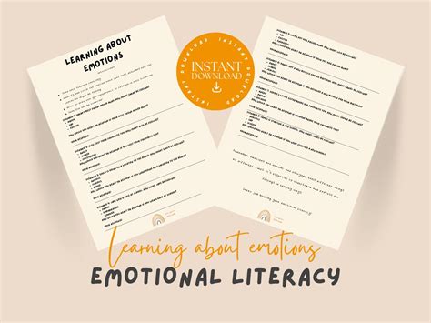 EMOTIONAL LITERACY WORKSHEET for Kids Instant Download - Etsy