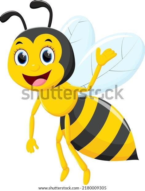 Bee Cartoon Flying Isolated On White Stock Illustration