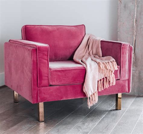 Edloe Finch Lovette Pink Accent Chair Modern Velvet Accent Chair For Living Room