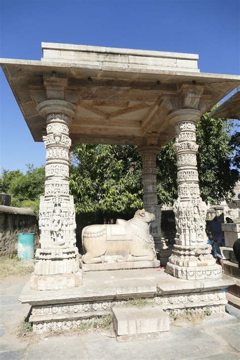 Nandi Bull, Vehicle of Shiva in Front of Samideshvara Temple Stock ...