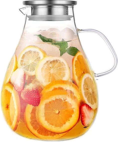 Glass Pitcher With Lid 1 Gallon Glass Water Pitcher Hot Cold Water Jug Juice And Iced Tea