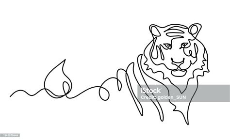 Silhouette De Tigre Abstrait Avec Élément Deau Comme Dessin Au Trait