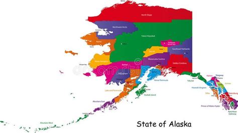 Alaska Map Colorful Illustrated Design Of The Map Of Alaska Usa