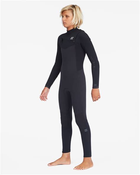 Boys 3/2 Revolution Chest Zip Full Wetsuit - Black | Billabong