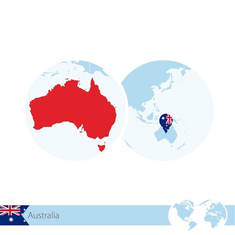 Australia En El Globo Del Mundo Con Bandera Y Mapa Regional De