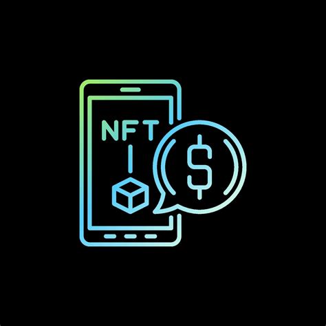 NFT And Smartphon Outline Colored Icon Non Fungible Token Vector Line