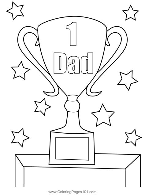 Trophy Outline Coloring Father Dad Clipart Colouring Pages Award