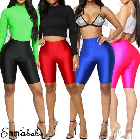 Women Cycling Shorts Dancing Gym Biker Slim Active Sports Solid Sexy