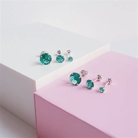 Trio De Brincos Ponto De Luz Zirconias Verde Da Rosa Claro Prata