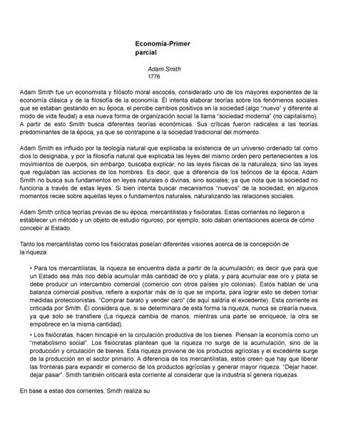 Economia Primer Parcial Economía Primer parcial Adam Smith 1776 Adam