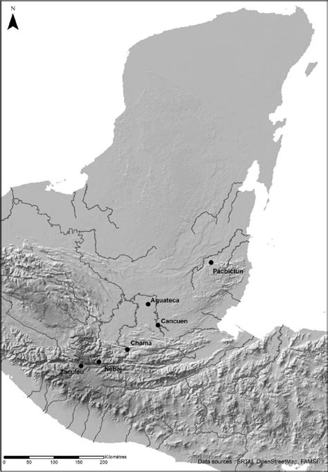 Map of the Maya area, indicating the sites mentioned in the text. Map ...