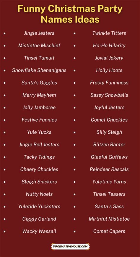 50+ Creative Christmas Party Names to Spread Holiday Cheer ...