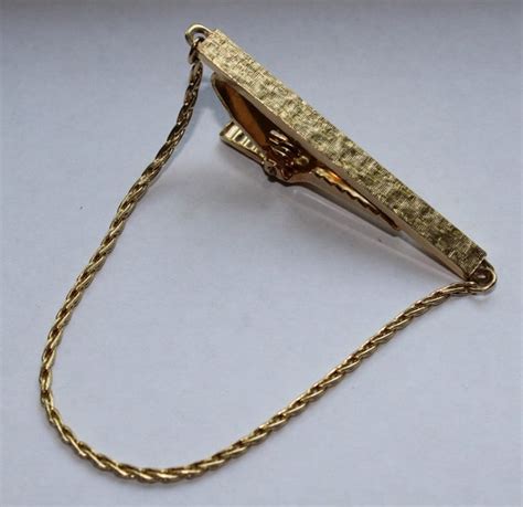 Vintage Gold Filled Tie Bar With Chain Kgf S