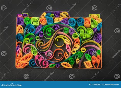 Paper Quilling Art Camera Design Coils And Swirls Abstract Concept