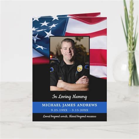 Law Enforcement Funeral Police Memorial Thank You Card Zazzle