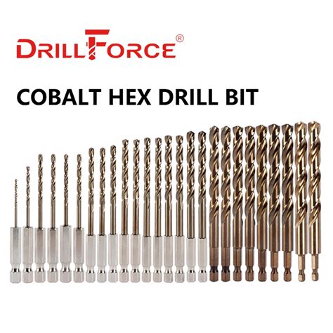 Drillforce Cobalt Hex Drill Bits HSSCO M35 Twist Quick Change Impact