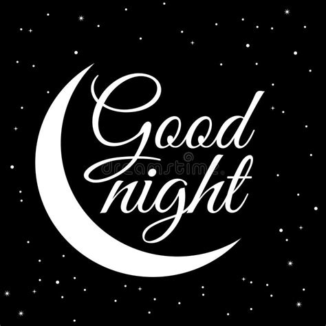 Good Night Design With Moon And Stars Black And White Stock Vector