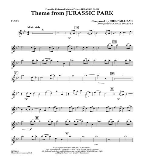 Theme From Jurassic Park Flute By Michael Sweeney Flute Digital Sheet Music Sheet Music Plus