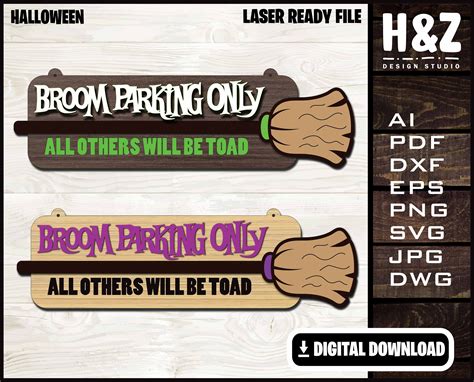 Witch Broom Parking Sign Parking Sign Halloween Trick Or Treat SVG