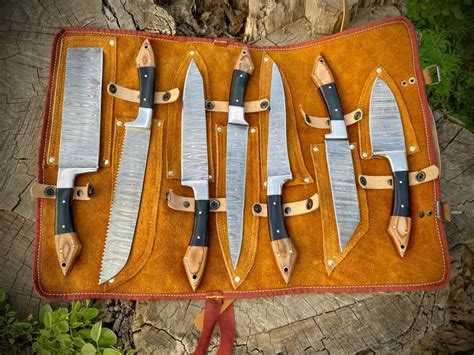 Chef Knives, Damascus Steel, Custom Handmade, Chef Set, Fixed Blade ...