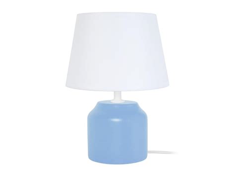 Mary B Lampe De Chevet Cylindrique Bois Bleu Et Blanc