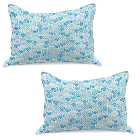 Watercolor Knitted Quilt Pillowcover Set Of Ocean Waves Inspired