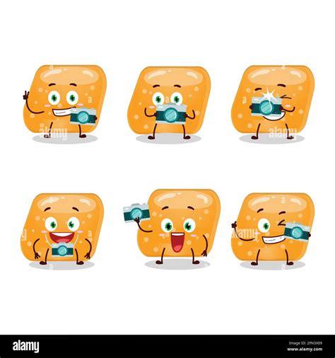 Photographer Profession Emoticon With Jelly Sweets Candy Orange Cartoon