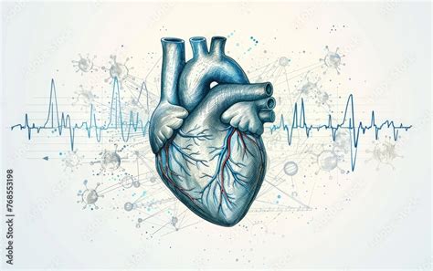 Vintage medical illustration of a human heart anatomy in a detailed sketch style Stock ...