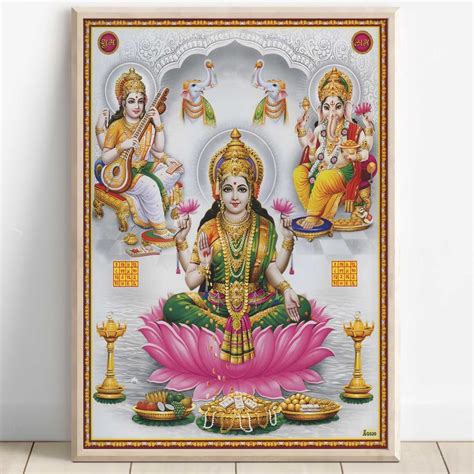 Lakshmi Ganesh Saraswati déesse de la richesse déesse Lakshmi art