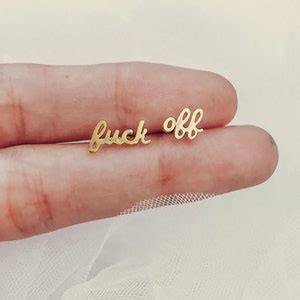 Fuck Off Earrings Gold Fuck Off Jewelry Women Simple Mature Earrings Middle Finger Studs