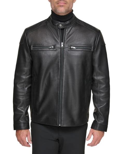 Andrew Marc Bantam Leather Moto Jacket In Black For Men Lyst