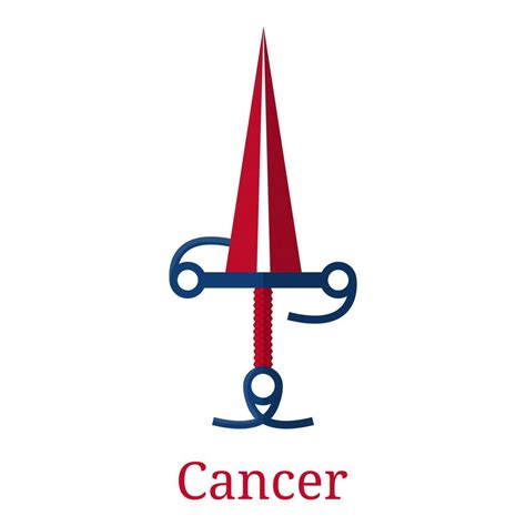 Cancer Sword Zodiac Sign Flat Cartoon Zodiacal Weapon One Of 12