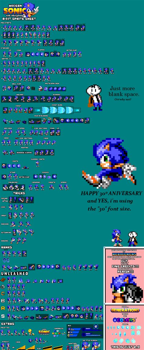 Modern Sonic in 8-bit sprite sheet! (2.0) by HidroGeniuns on DeviantArt