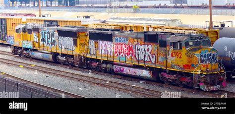 Los Angeles California Freight Train Graffiti At Union Pacific