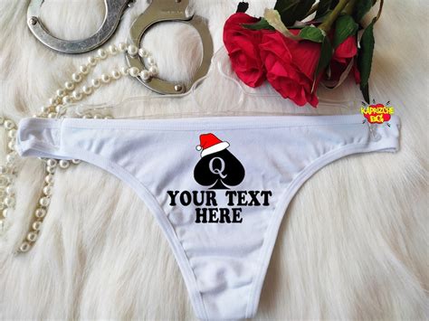 Your Christmas Text On Qos Lingerie Open Thong Christmas Etsy