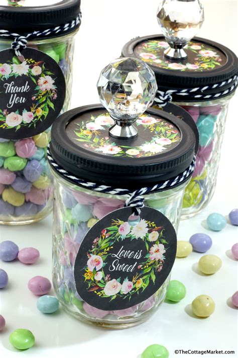 Diy Candy Mason Jars Great Favors Free Printables The Cottage Market